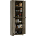 67" Farmhouse Pantry Cabinet with Adjustable Shelves & Recessed Doors, Distressed Gray