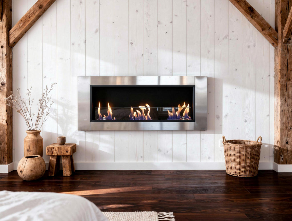 Chimenea de etanol de suelo, 6000W, diseño encastrable, grandes dimensiones y 3 quemadores