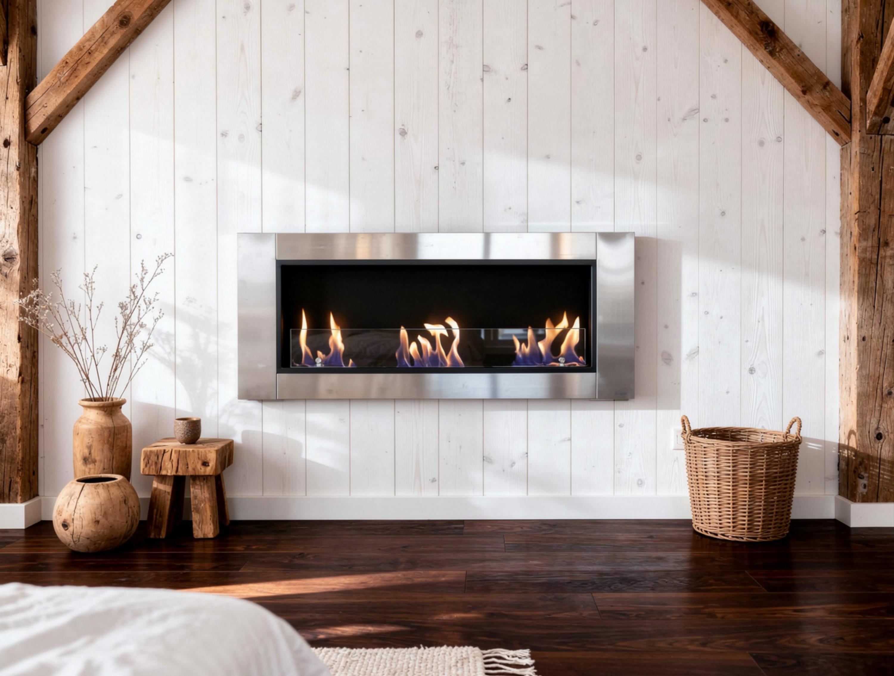 Chimenea de etanol de suelo, 6000W, diseño encastrable, grandes dimensiones y 3 quemadores