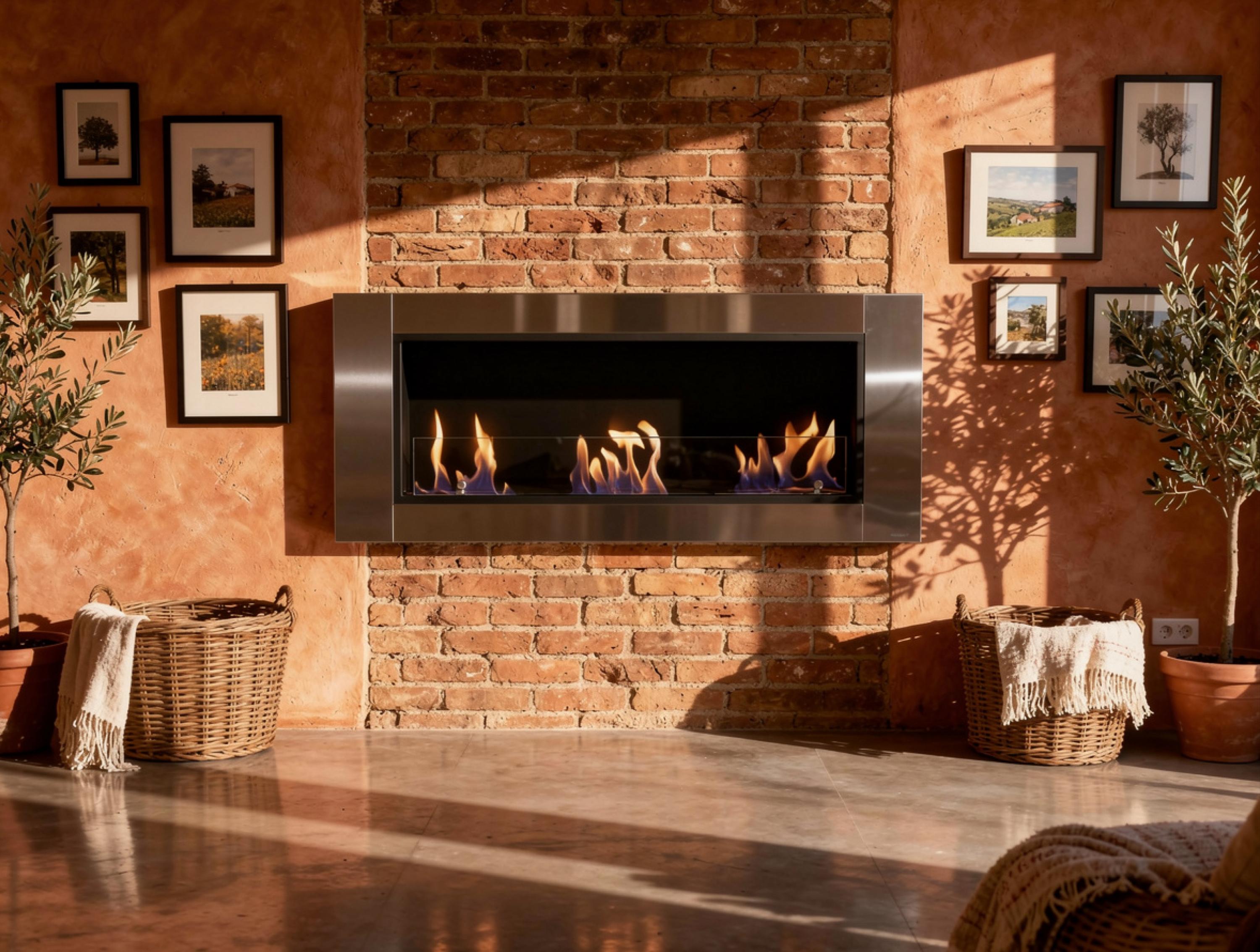 Chimenea de etanol de suelo, 6000W, diseño encastrable, grandes dimensiones y 3 quemadores