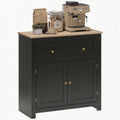 Modern Storage Sideboard with Adjustable Shelves & Drawer for Living Room, Black