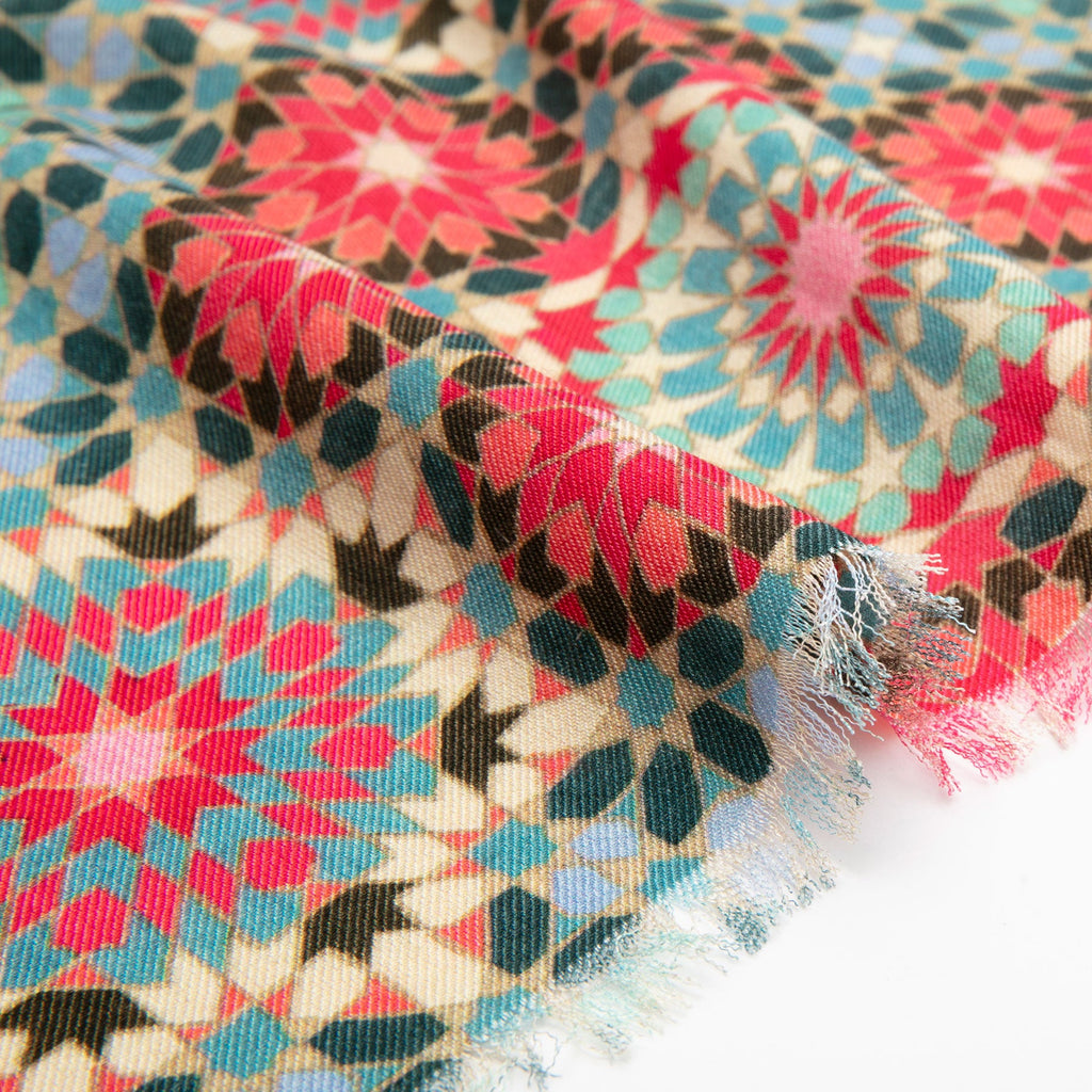 Large Silk and Wool Multicolor Scarf Baraka V1