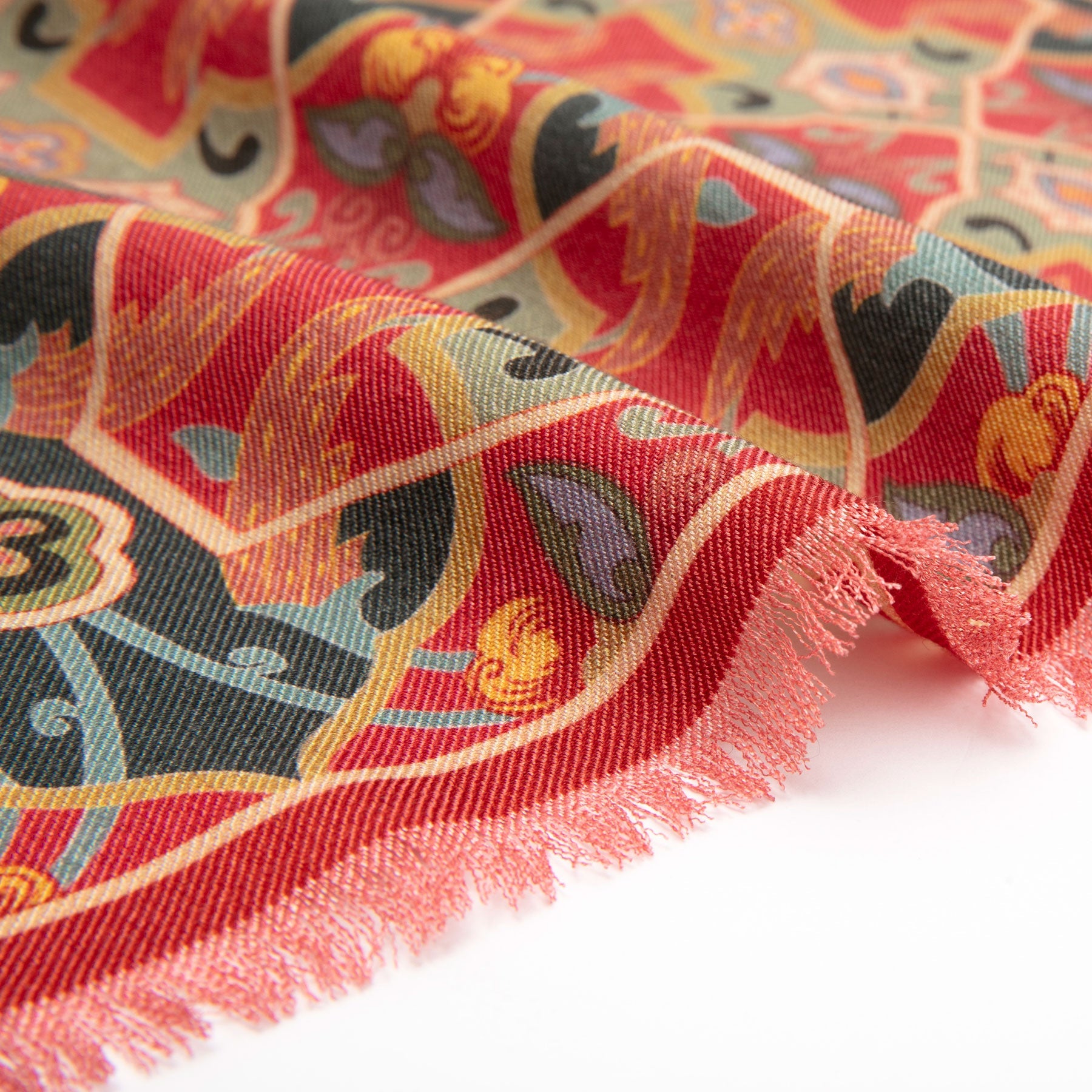 Silk and Wool Red Scarf Rania