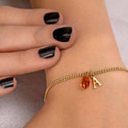 Birthstone Initial Bracelet - Sterling Silver