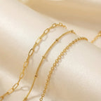 Set of 3 Layered Bracelets - Silver / Silver / Gold