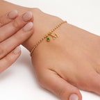 Single Initial & Birthstone Bracelet - Sterling Silver