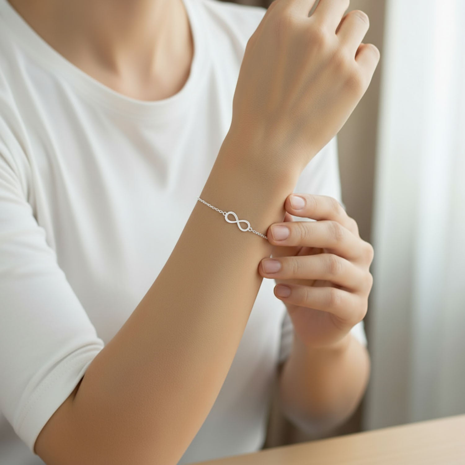 Infinity Symbol Bracelet - Solid Silver / Style 1