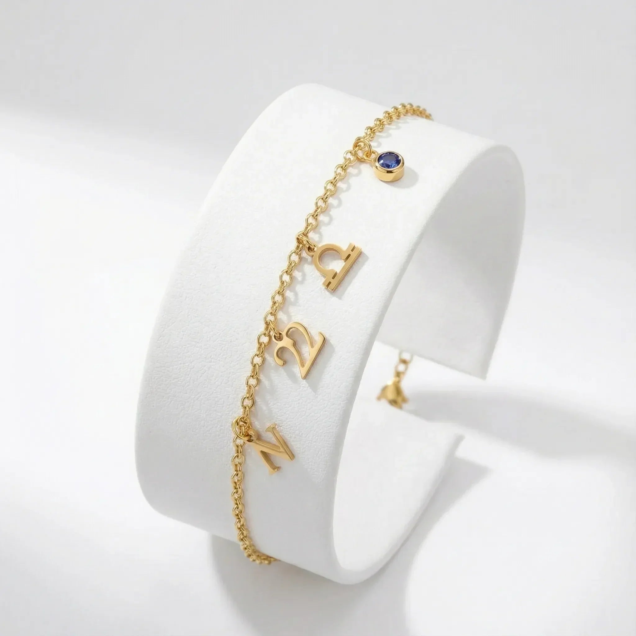 Story Bracelet with Initial, Year, Zodiac & Birthstone - 18ct Gold