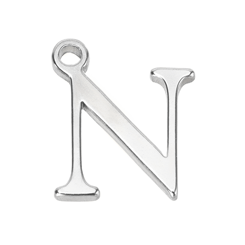 N Silver Letter Charm