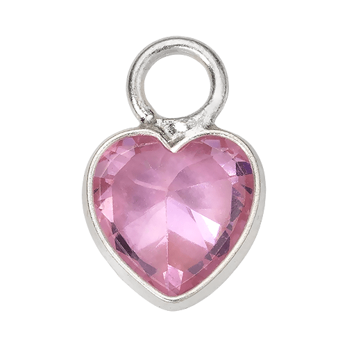 Silver Pink Heart Charm
