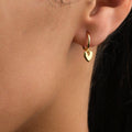 Heart On Huggie Hoop - 18ct Yellow Gold