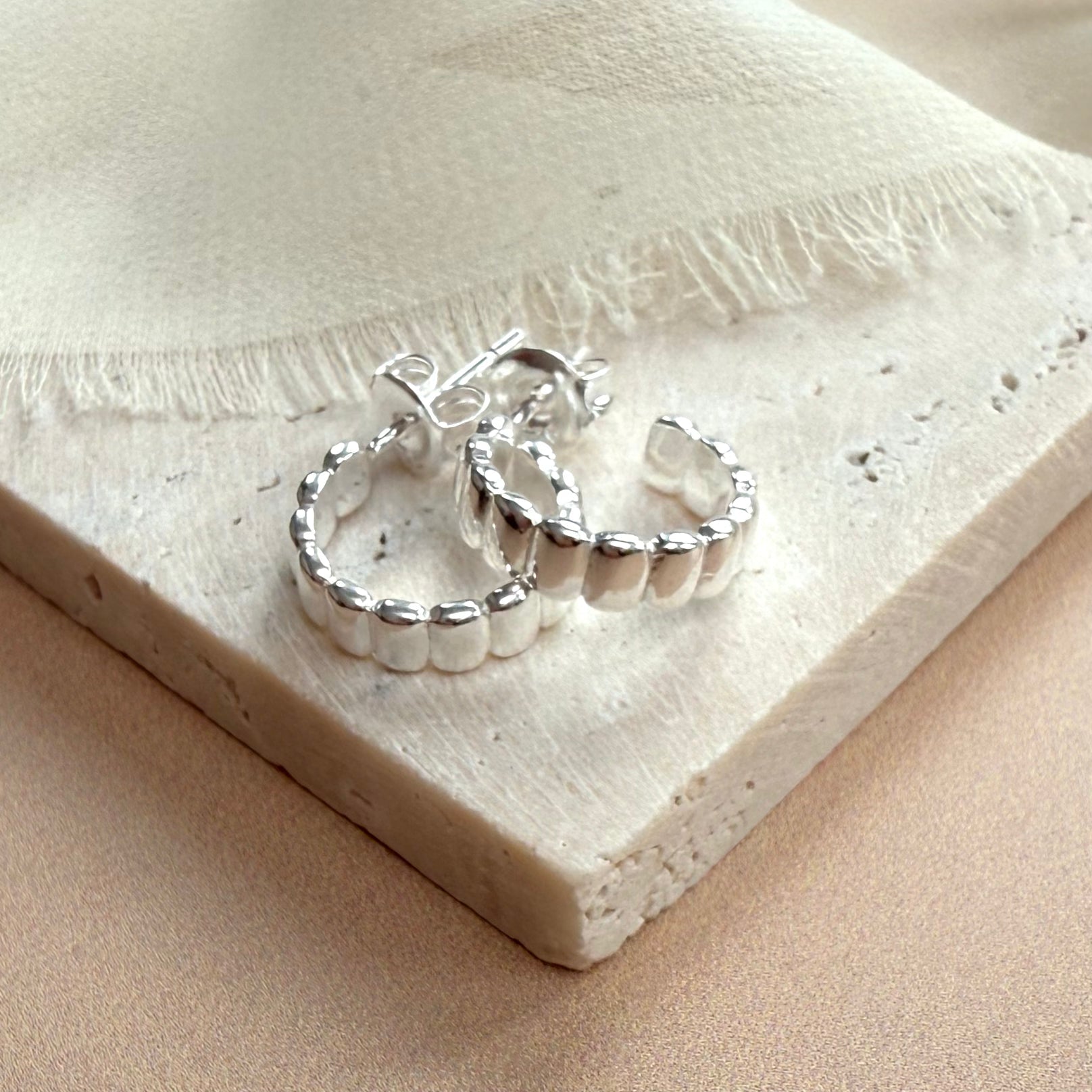 Baguette Stud Hoop Earrings - Gold