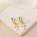 Cross Huggie Hoop Earrings