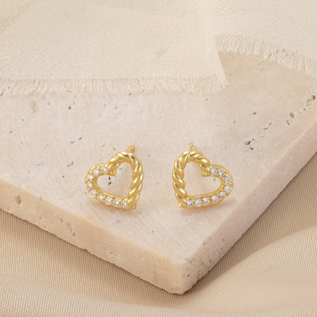 Half Twist Open Heart Stud Earrings