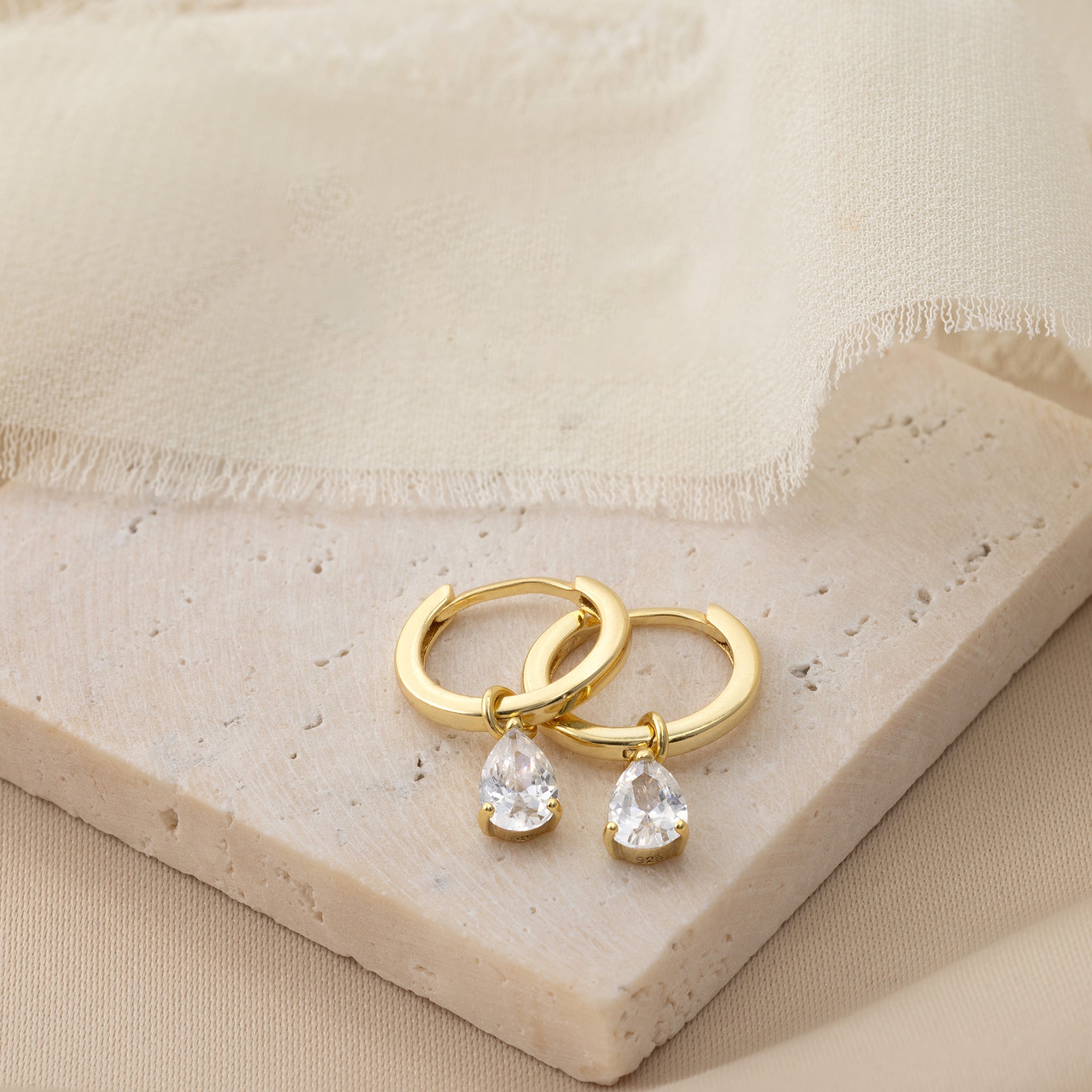 Hinged Hoop Teardrop Earrings - 14ct Gold