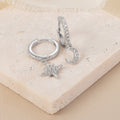 Moon & Star Huggie Hoop Earrings - Sterling Silver