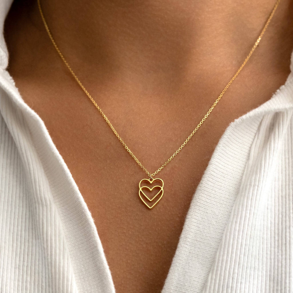 Double Linked Heart Necklace