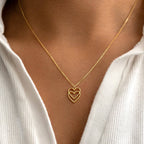 Double Linked Heart Necklace - Sterling Silver / Style 2