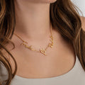 Double Name with Heart Necklace - 18ct Gold / Style 2