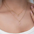 Personalised Birthstone & Initial Necklace Layered Set of 2 - 18ct Gold / Style 1 / Style 1