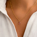 Birthstone Pendant Necklace - Sterling Silver / Style 1