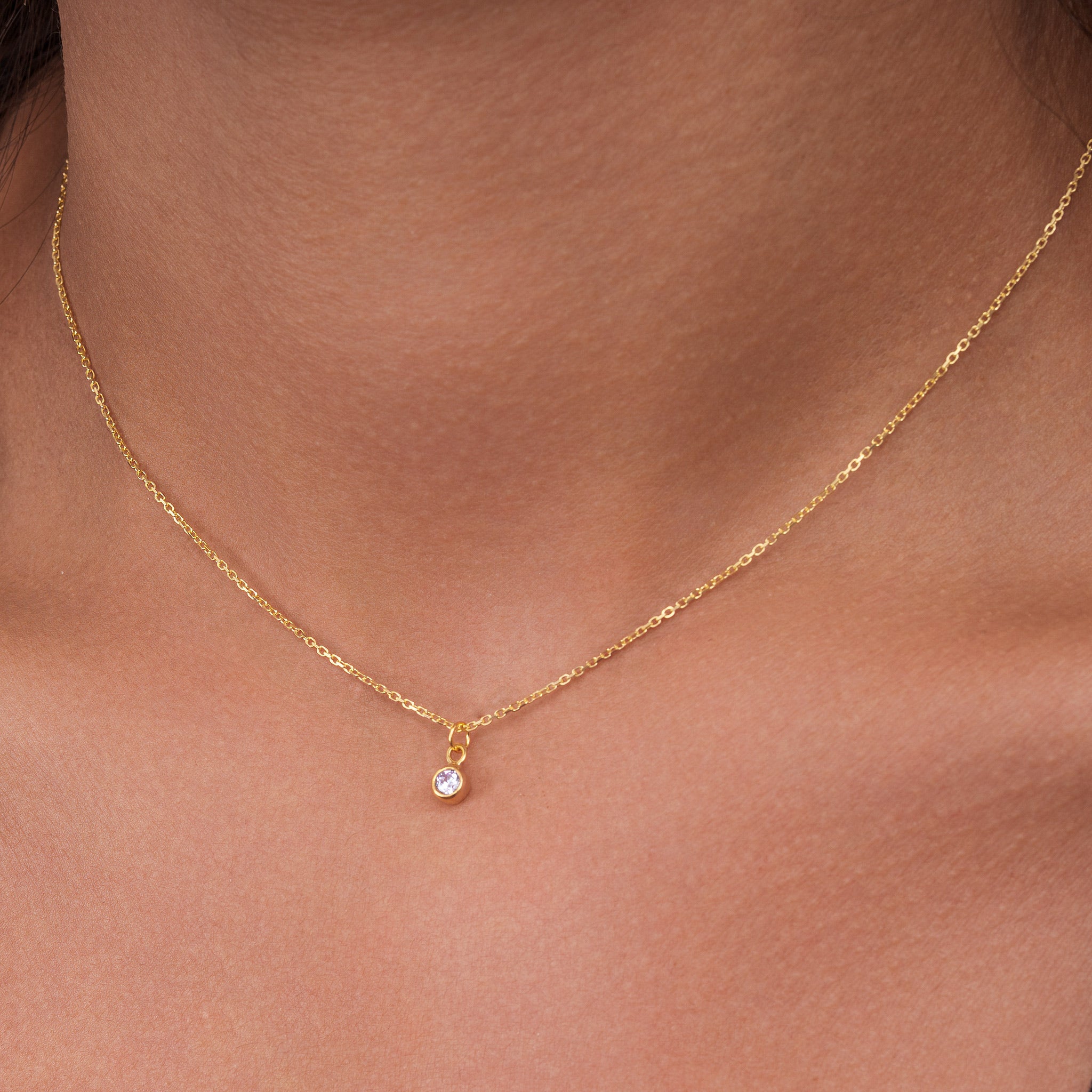 Cubic Zirconia Birthstone Necklace - Sterling Silver / Style 2