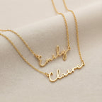 Layered Set of 2 Personalised Name Necklaces - Sterling Silver / Style 3 / Style 3