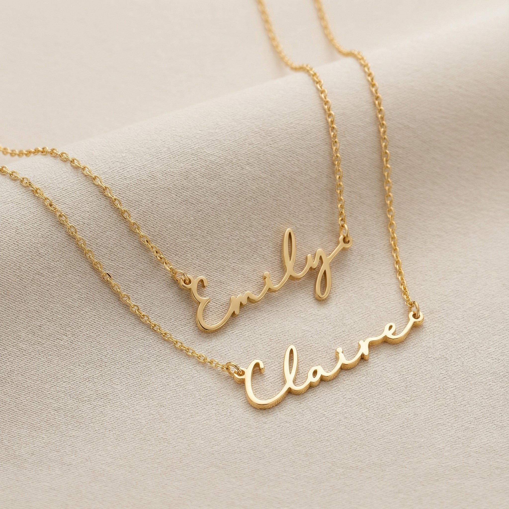 Layered Set of 2 Personalised Name Necklaces - Sterling Silver / Style 3 / Style 3