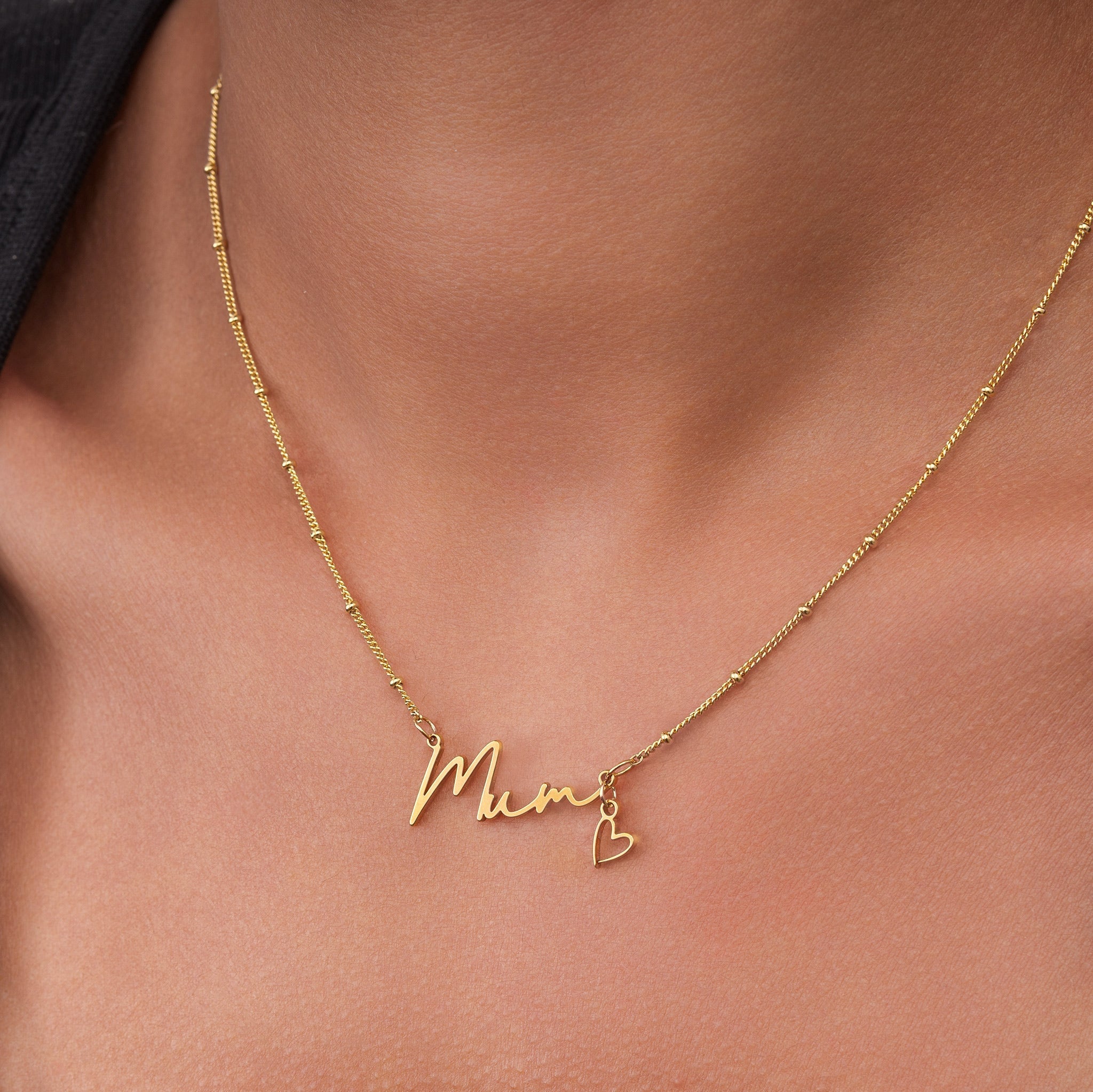 Mum Necklace with Heart Charm - Vermeil / Style 1