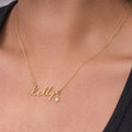 Name Necklace with Cubic Zirconia Star Charm - Vermeil / Style 1