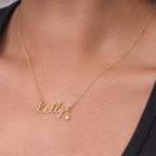 Name Necklace with Cubic Zirconia Star Charm - Vermeil / Style 1