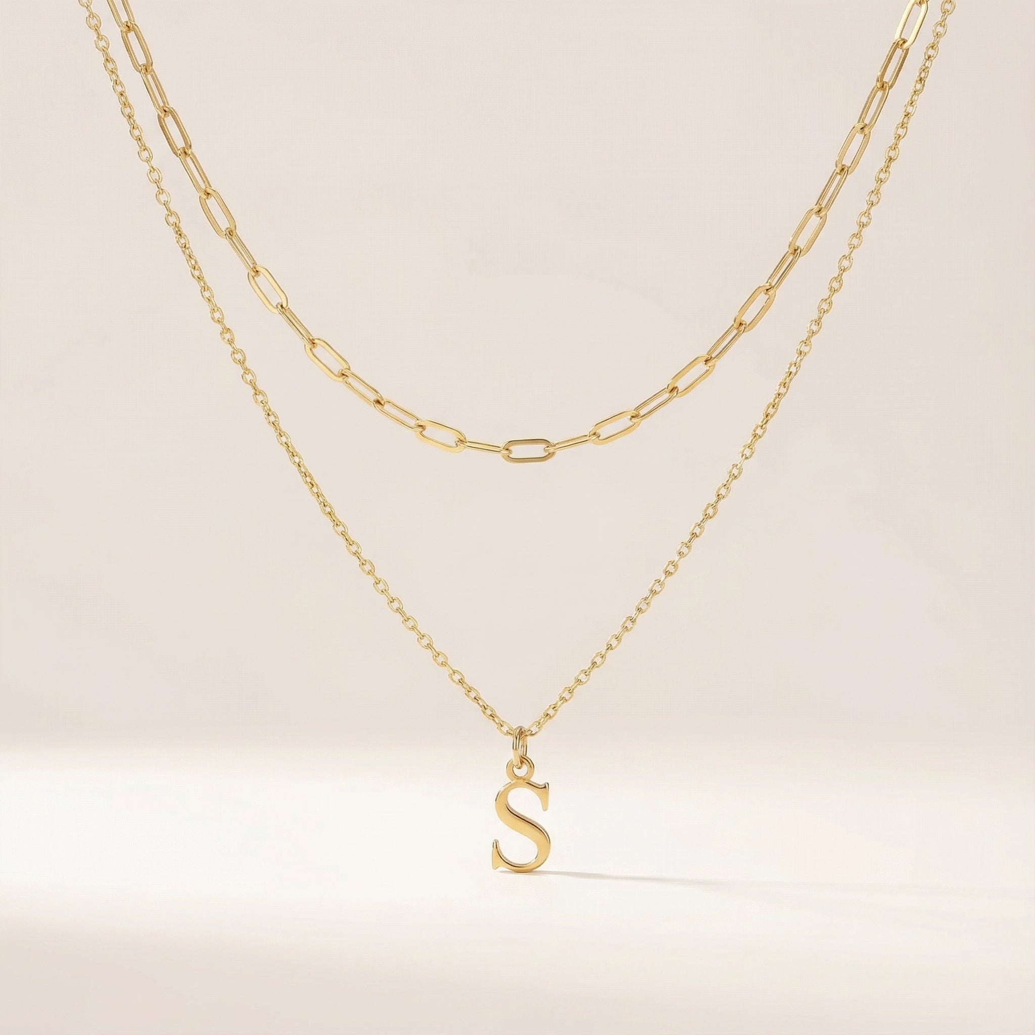 Paperclip Chain & Custom Initial Necklace Set