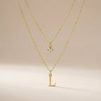 Personalised Birthstone & Initial Necklace Layered Set of 2 - Sterling Silver / Style 2 / Style 2