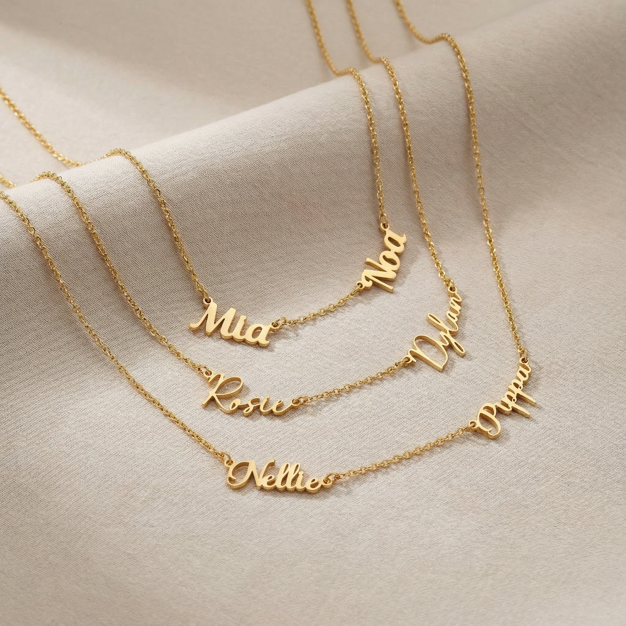 Personalised Double Name Necklace - Solid Silver / Style 3