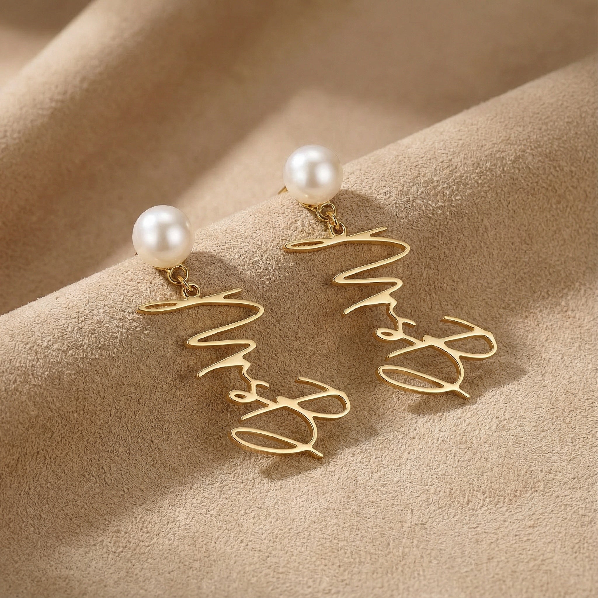 Personalised Mrs Earrings - Vermeil