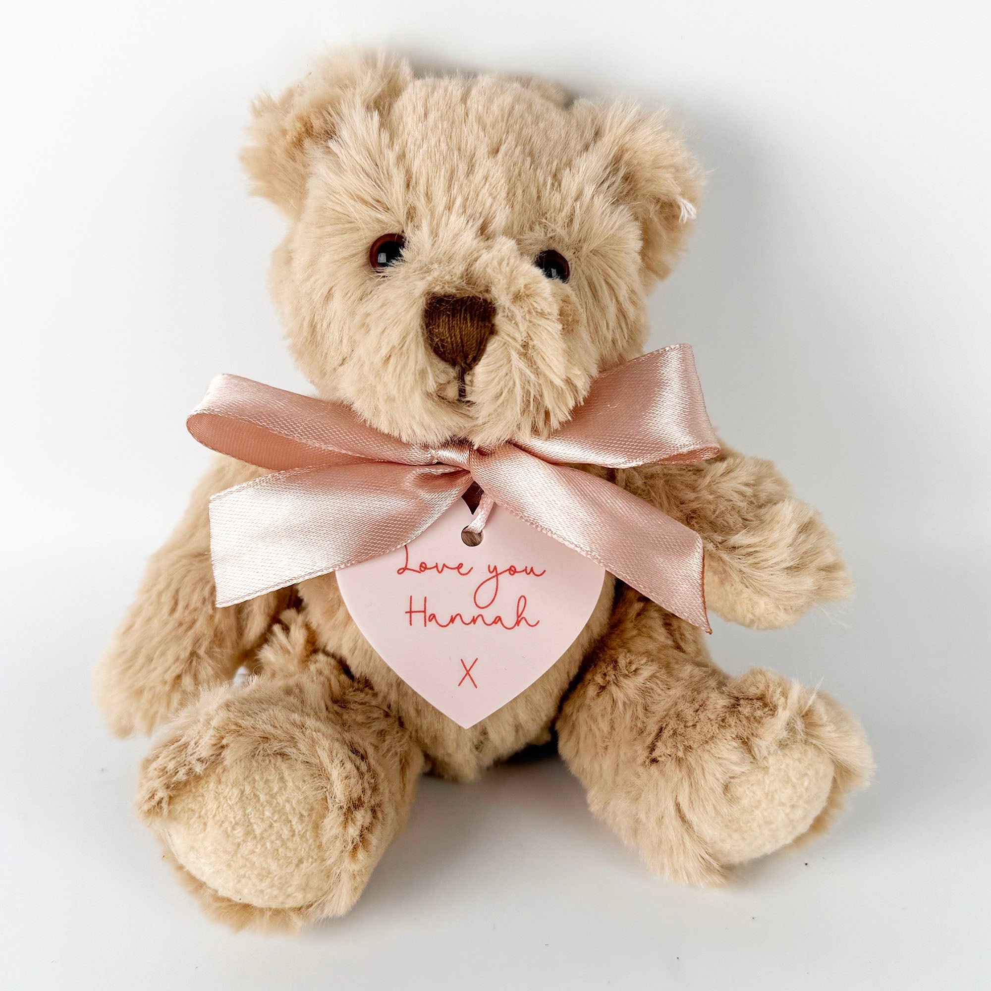 Teddy Bear & Personalised Plaque - Beige / Baby Blue