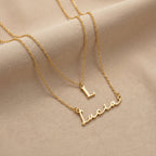 Personalised Name & Initial Necklace Layered Set - 18ct Gold / Style 1 / Style 3