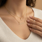 Personalised Name & Initial Necklace Layered Set - 18ct Gold / Style 1 / Style 3