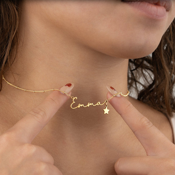Personalised Name Necklace (FREE when you spend over £30) - 18ct Gold / Style 1
