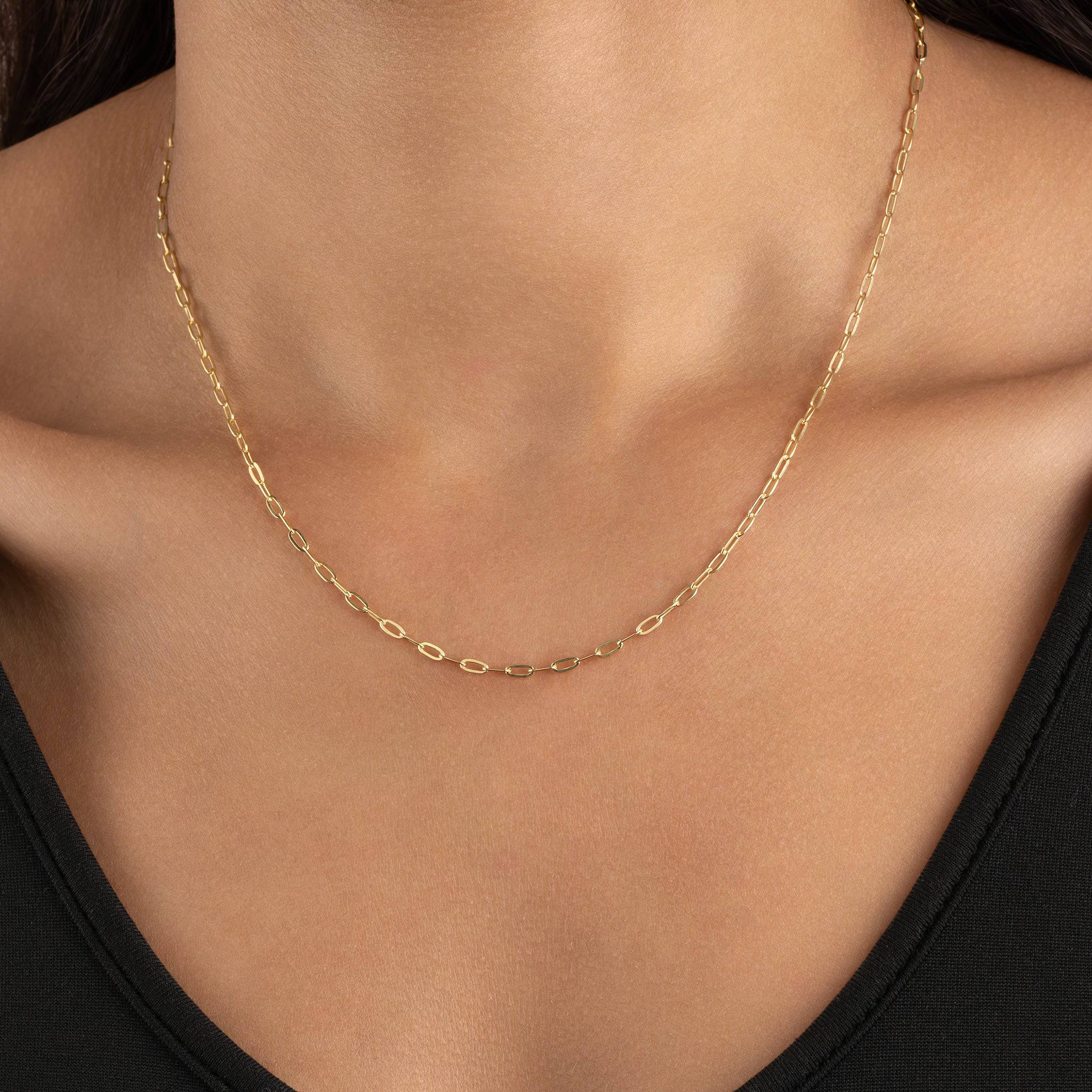 Plain Paperclip Necklace - Sterling Silver