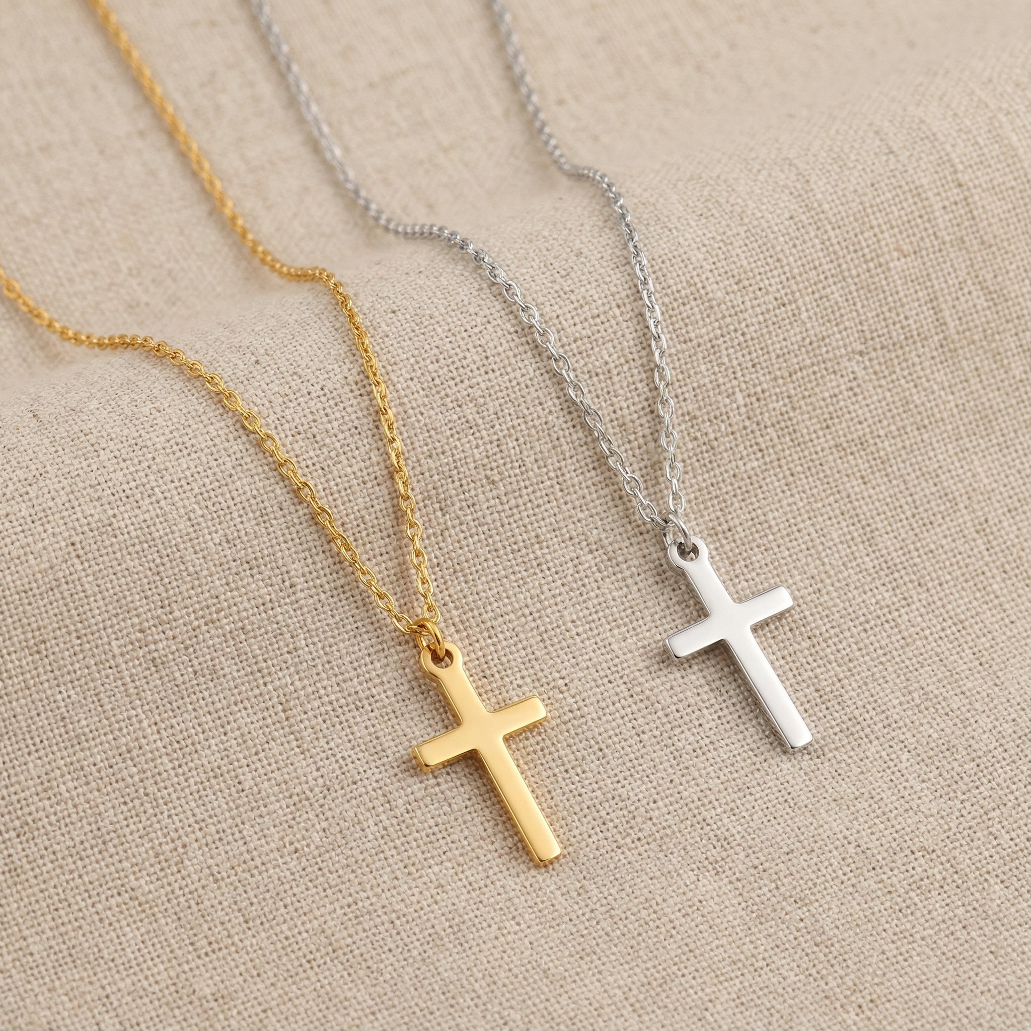 Vertical Cross Necklace - Solid Silver / Style 3