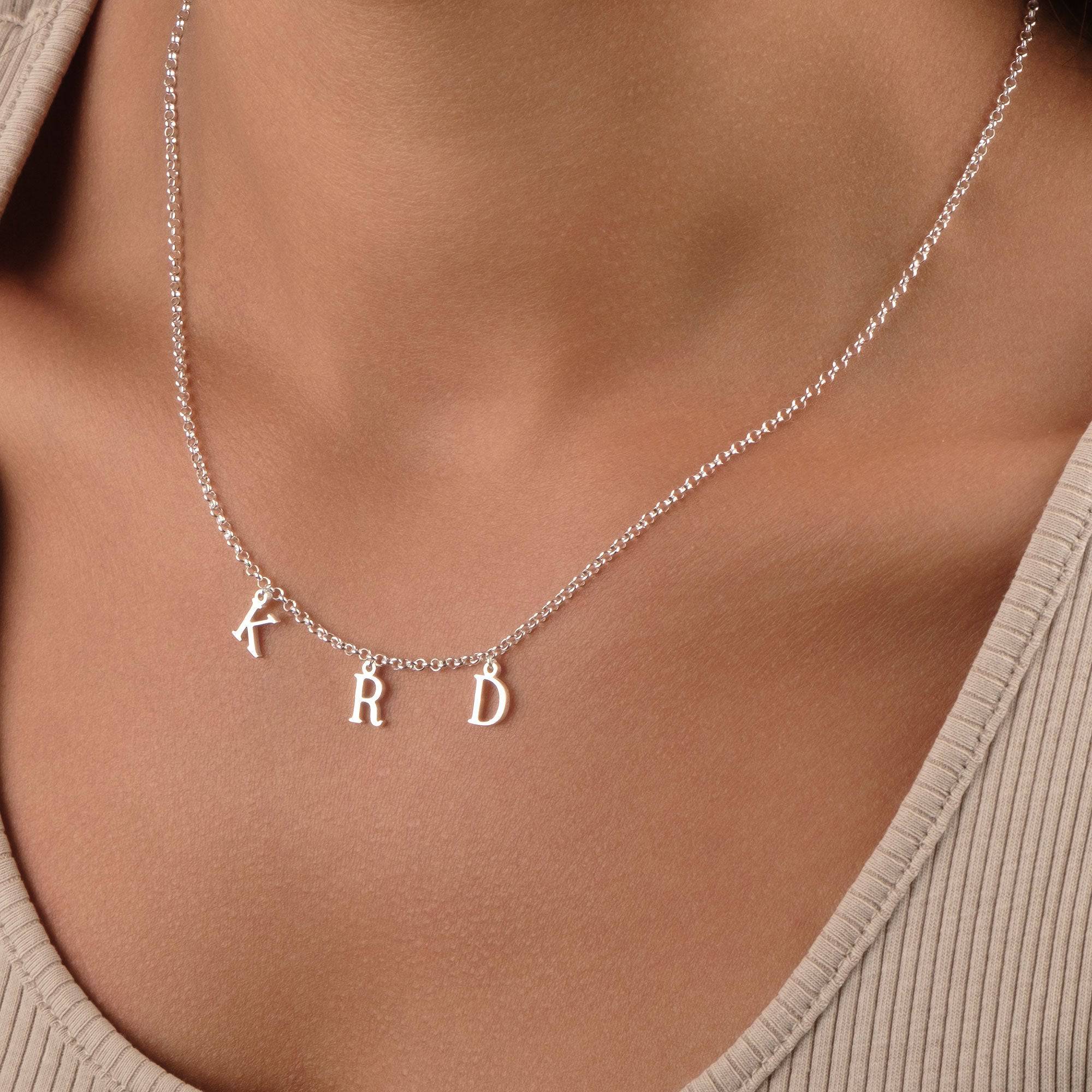 Triple Initial Necklace - Sterling Silver