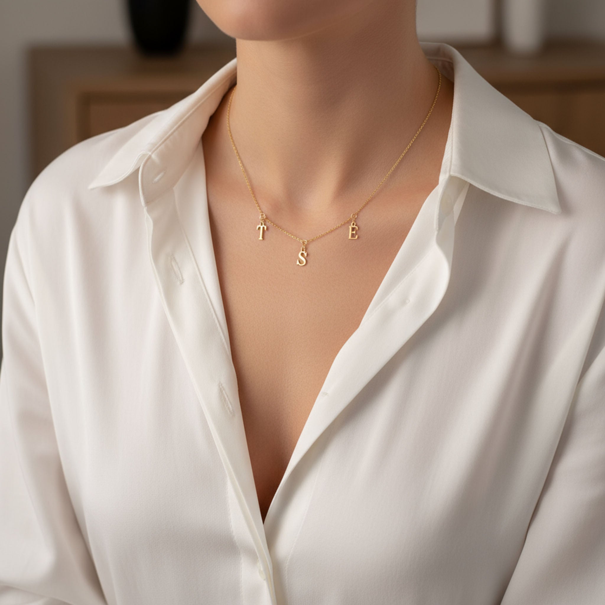 Dainty Triple Initial Necklace - Vermeil
