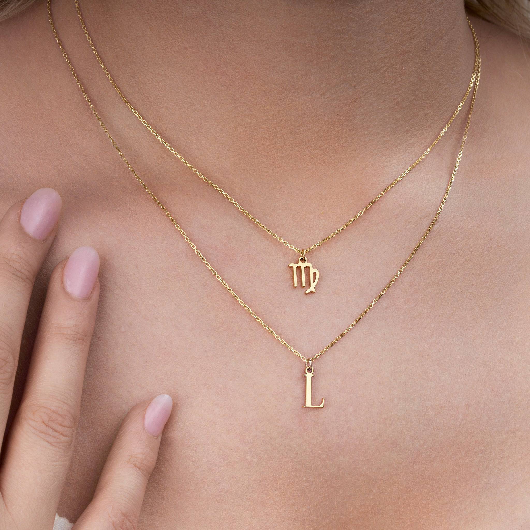 Zodiac & Initial Necklace Layered Set - Vermeil / Style 3 / Style 1