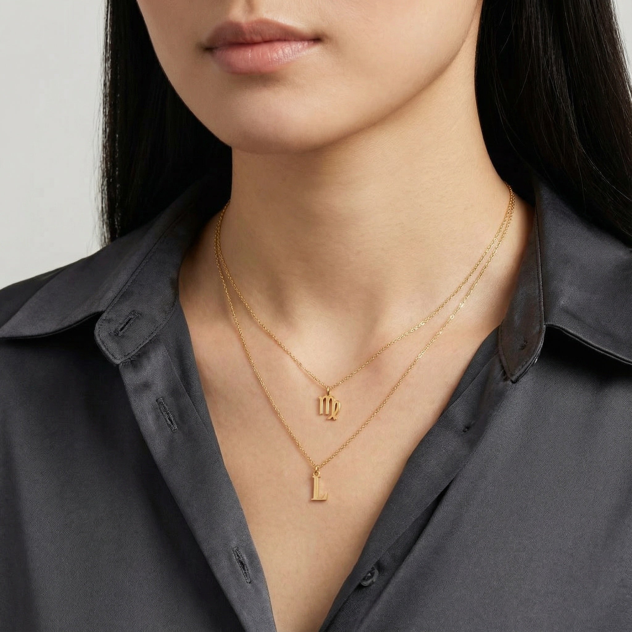 Zodiac & Initial Necklace Layered Set - 18ct Gold / Style 3 / Style 3