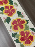 Hibiscus Flower Rectangular Beaded Table Runner