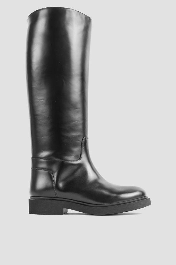 Legres Mirror-Finish Leather Boot — Black