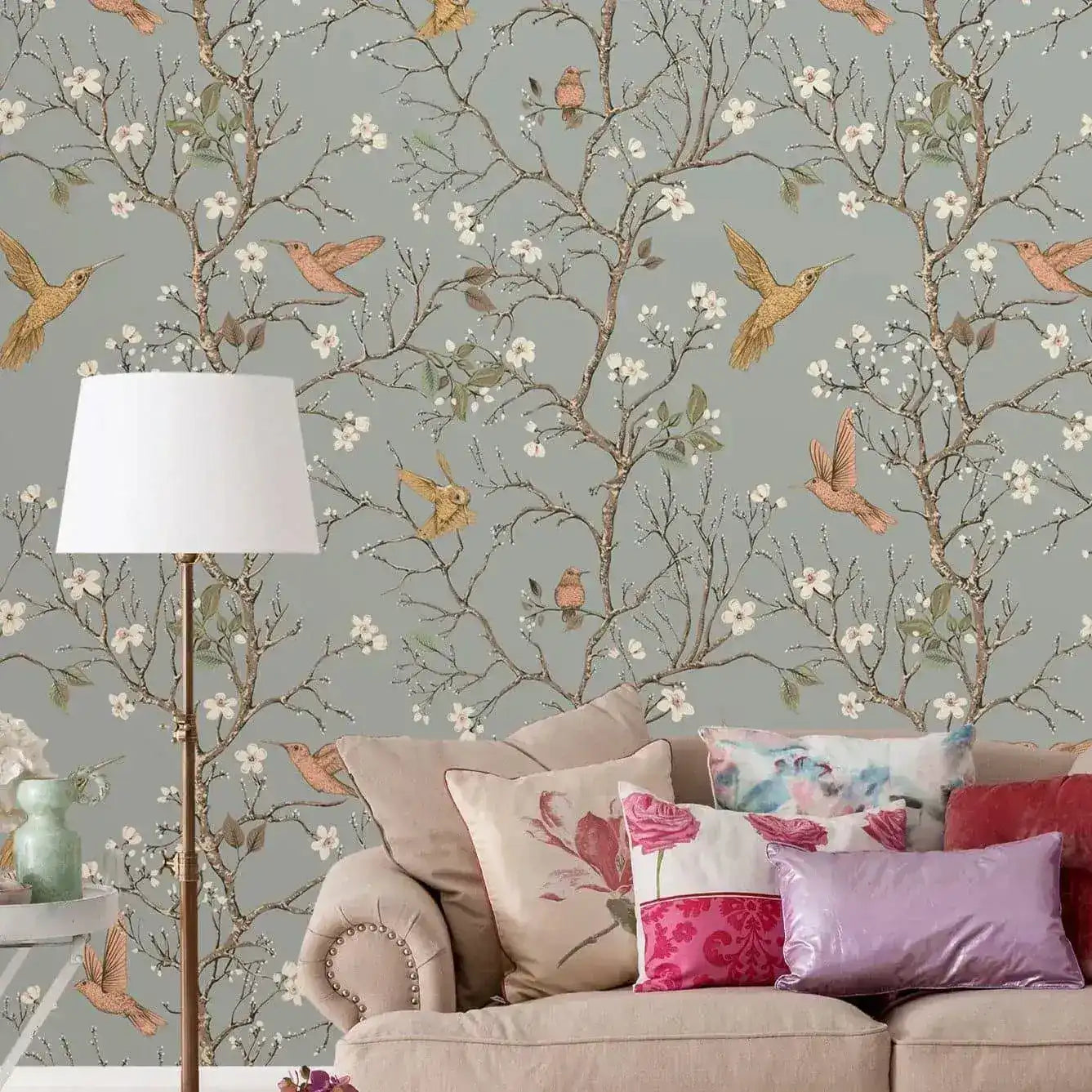 Chinese Style Tree Branch Hummingbird Wallpaper