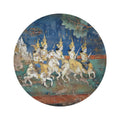 Historic Thai Warrior Mural Round Rug