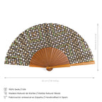 Silk folding hand fan islamic art inspired Hub